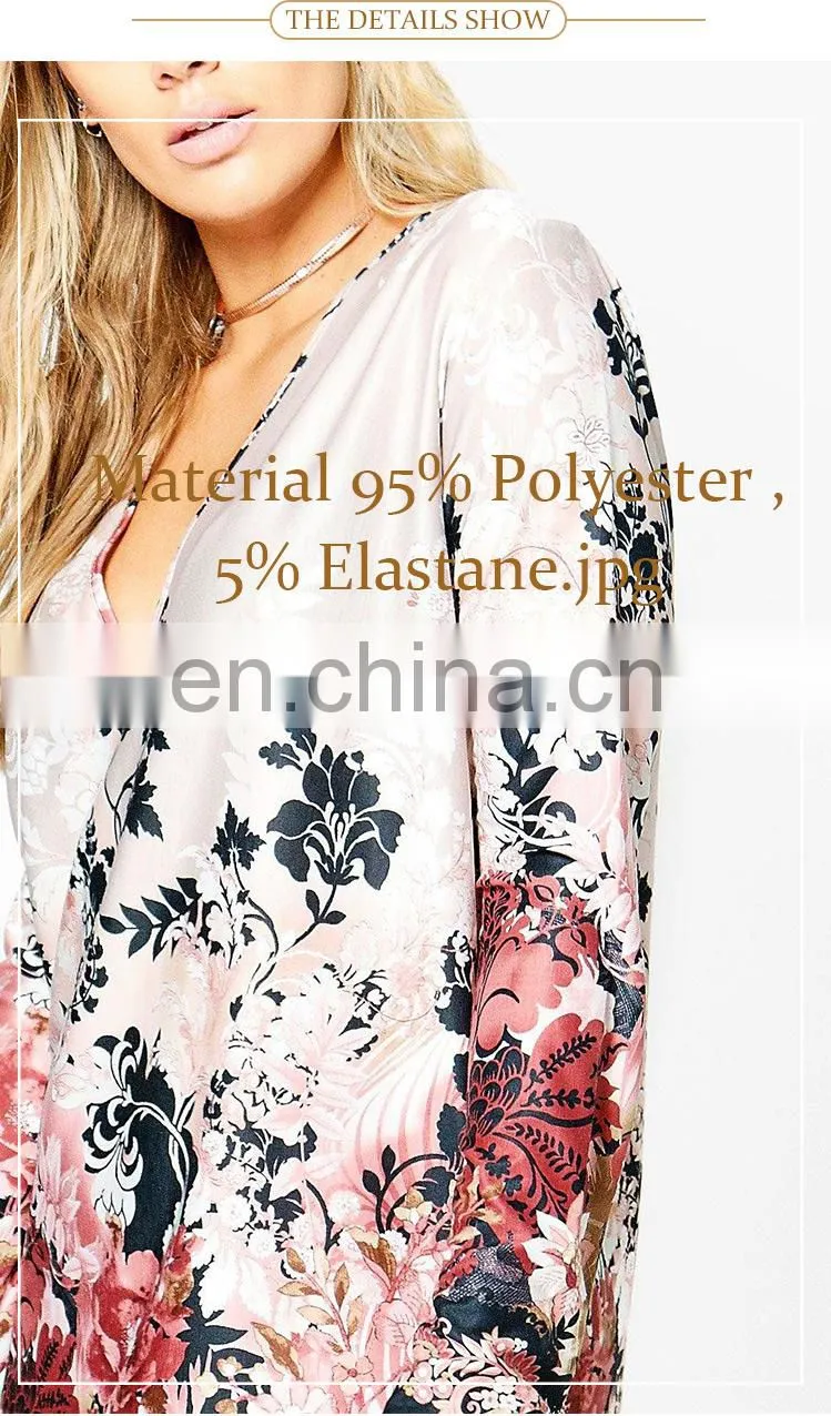 summer clothes custom v neck Printed long sleeve women mini dress
