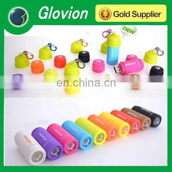 Creative item! USB rechargeable led torch light colorful portable led torch light with keychain