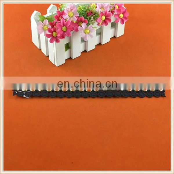 Fashion design polyester lace trim with eyelets for garment trims