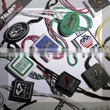 custom private brand name logo plastic seal tag for garment hang tag