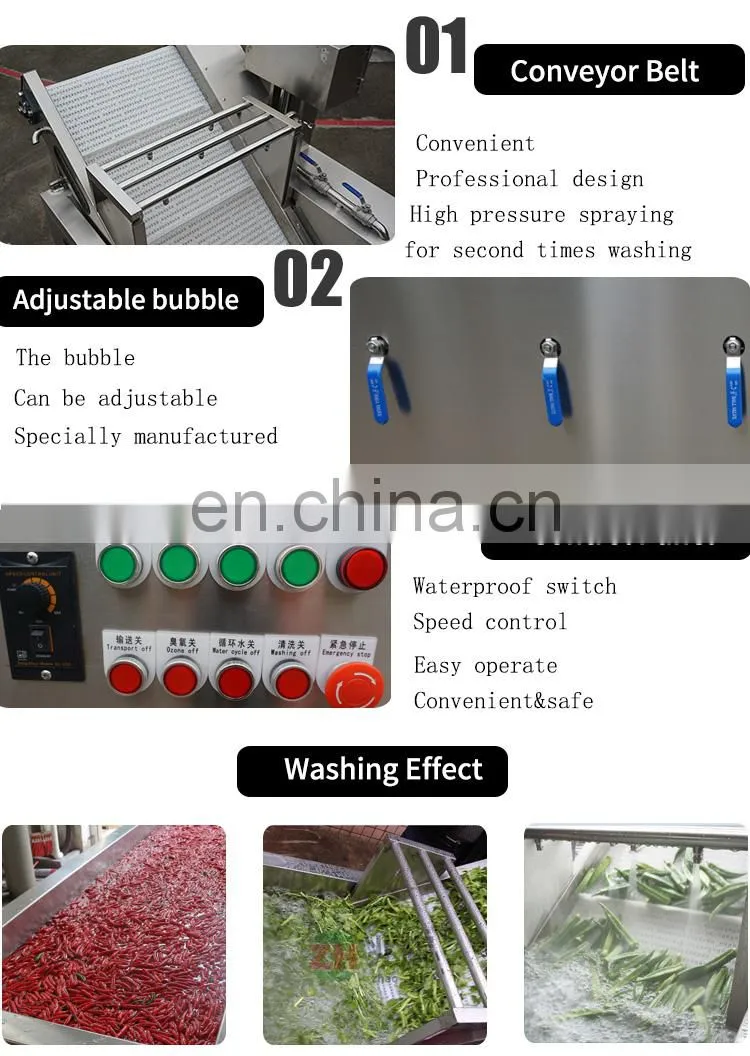 Customized commercial ozone vegetable washer fruit and vegetable washing machine
