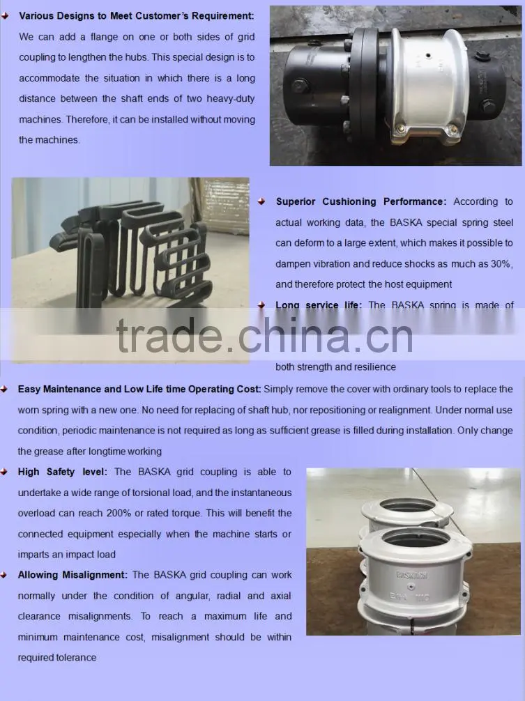 High Transmission Efficiency Keyed Grid Coupling with Double Flanges