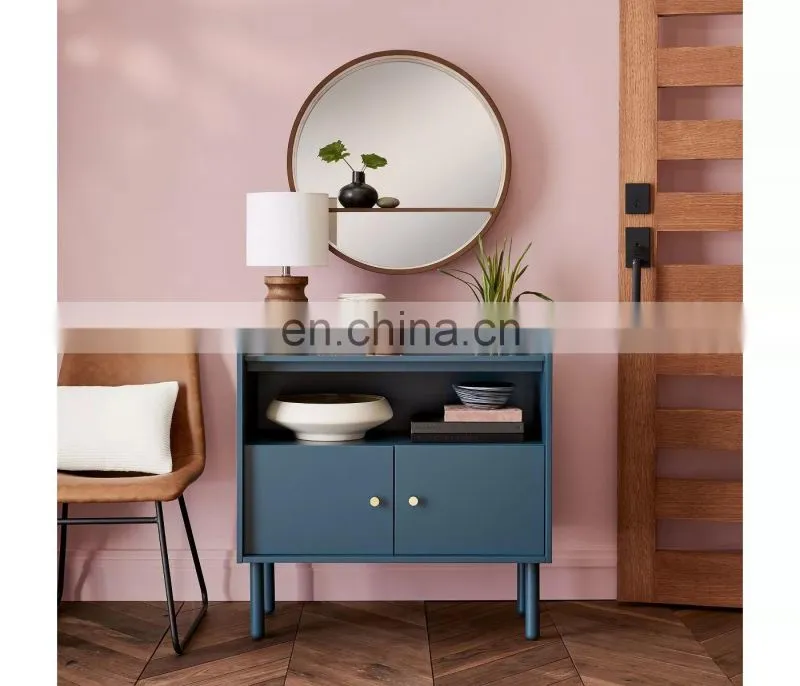 Decorative round Moon mirror with shelf for home wall hanging