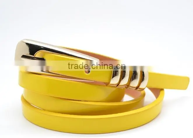 Fashion shiny PU thin belt for lady's wear