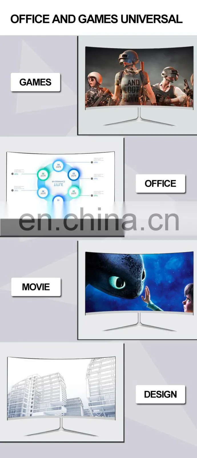 24inch Wide Screen Curved Gaming Monitor FULL HD 1080P Desktop Monitor LED Display HDMI 75HZ 165HZ