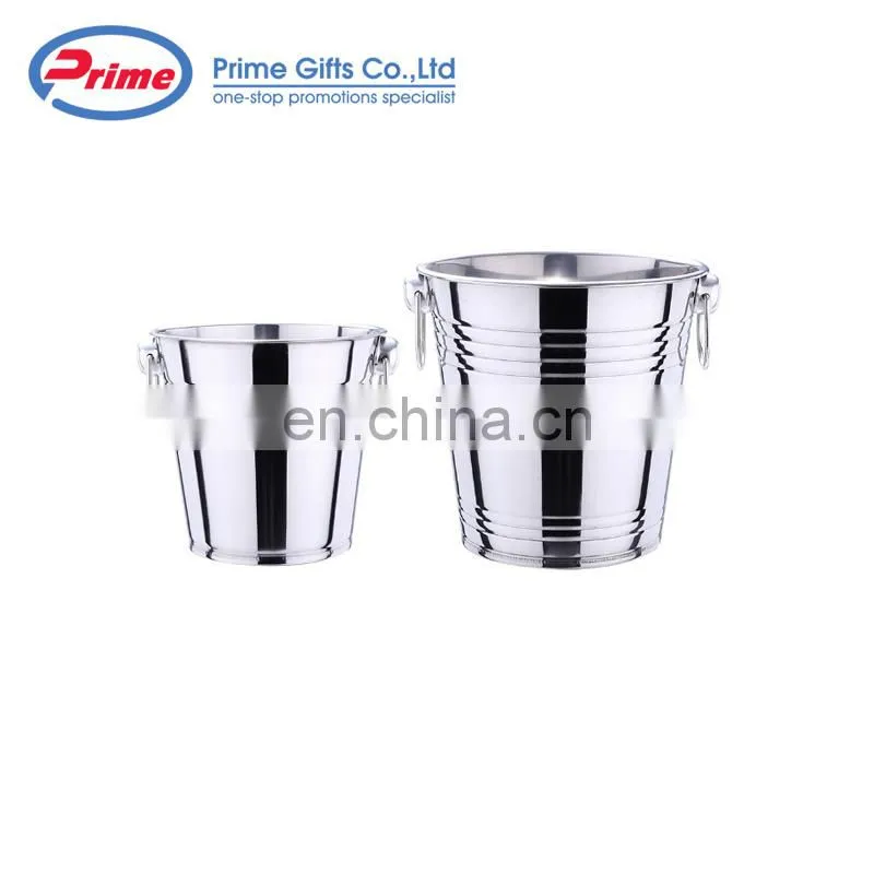 Round Stainless Steel Ice Bucket Metal Beer Tub Cube Container Wine Champagne Cooler Handles Copper Ice Buckets