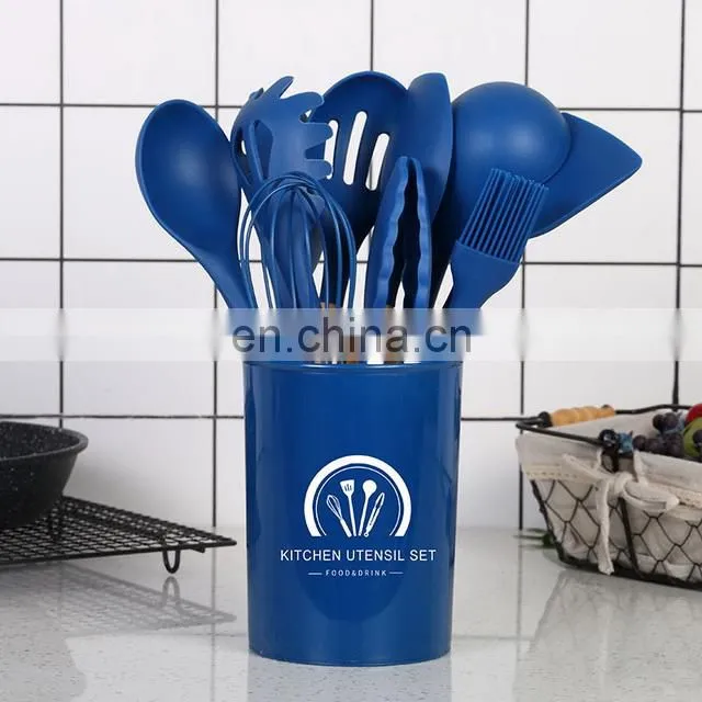 Amazon Best Seller 12 In 1 Set Silicone Cooking Tools Kitchen Utensils Set With Wooden Handle