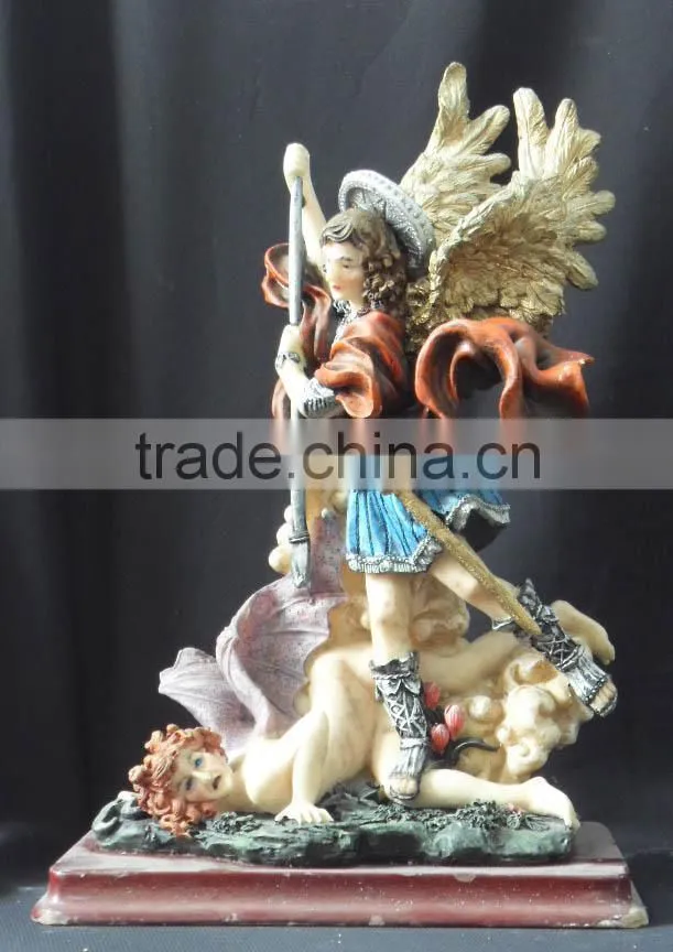 Polyresin religious handmade decoration of Archangel Michael statue