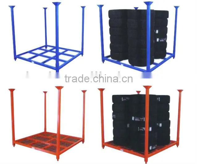 Steel stacking tire storage pallet with loading capacity 1100kgs