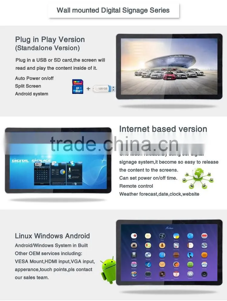 46 inch led advertising Screen Restaruant Menu Board