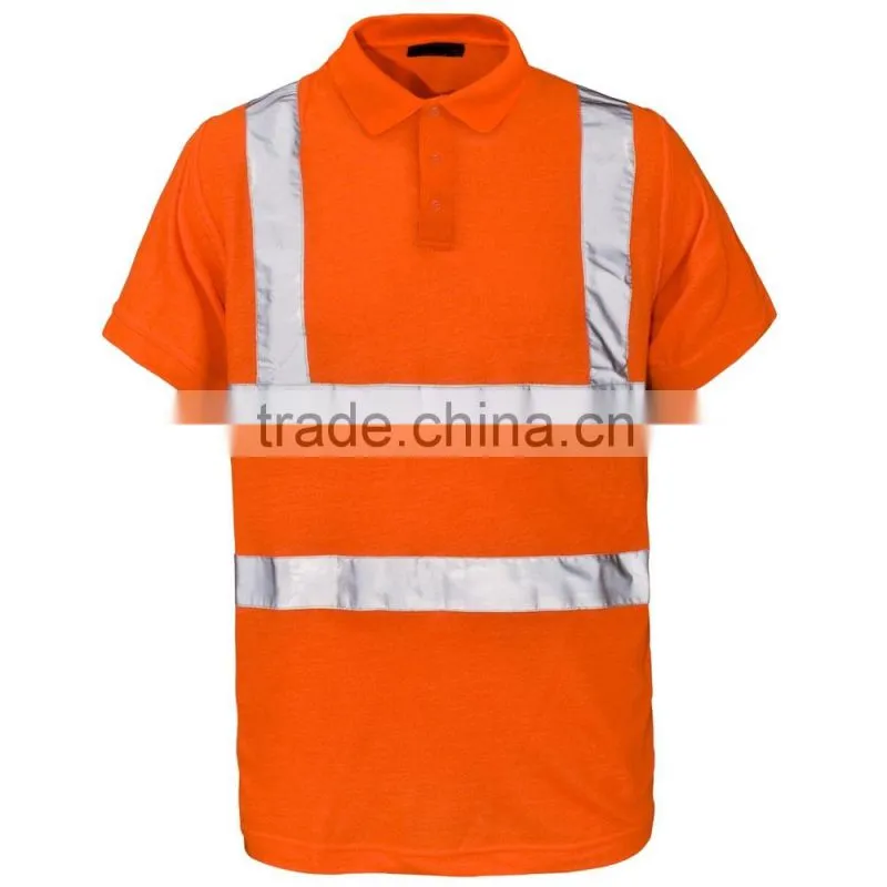 Orange short sleeve safety shirts with reflective tape