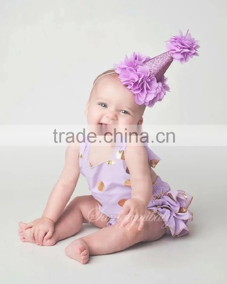 2016 Summer new arrivals girl gold stamp dot rompers infant toddlers cotton jumpsuits with three colors