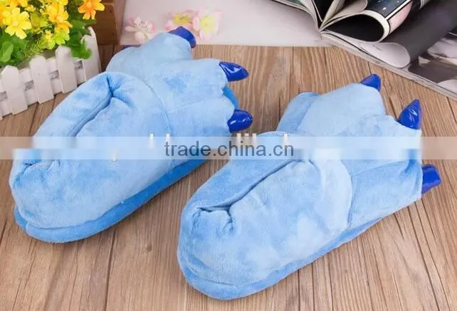 plush big foot slippers/Indoor plush animal tiger slippers/plush animal slippers