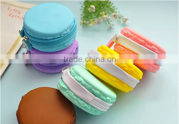 High quality Macaron Cake Shape Silicone Waterproof Coin Purses