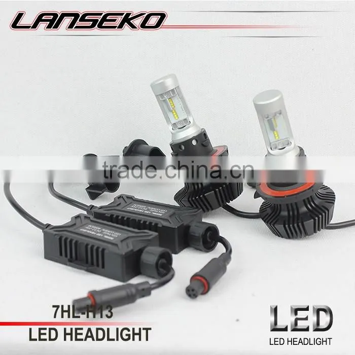 Super brightest h13 led headlight g7 no fan 4000LM 30w led headlight bulb with perfect beam pattern