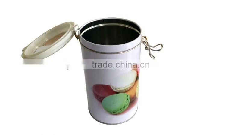 Food storage tin can with window and lock