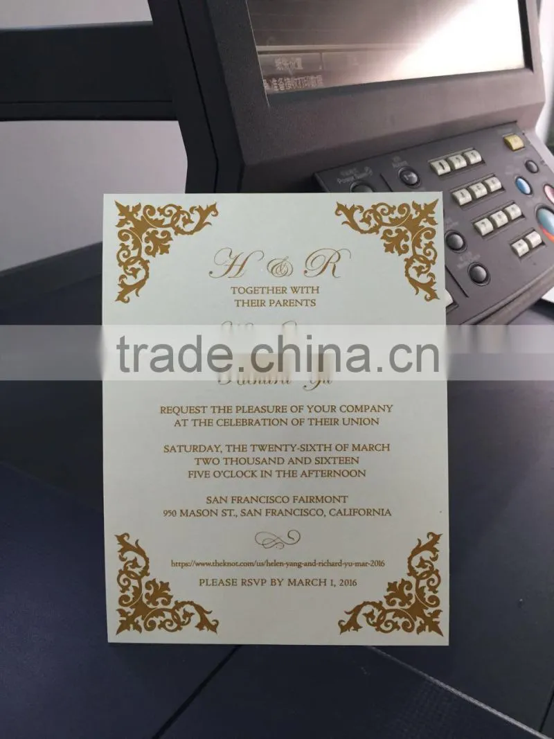 2016 Hot Sale Customized flower style Manufacturer Colorful with beads Pocket Fold Wedding Invitation card greeting cards