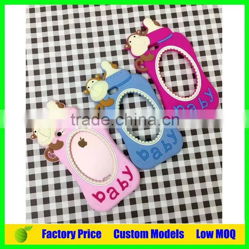 Monkey baby feeder custom Silicone mobile 3d phone case for Iphone 6 6plus cell phone back cover case
