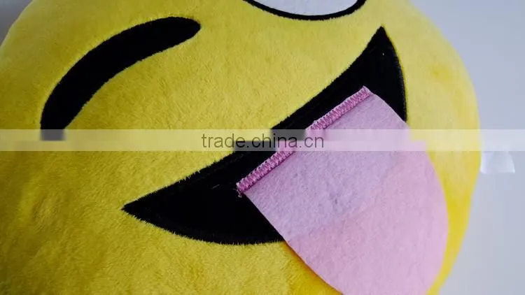 Cute Emoji Smiley Yellow Pillows Cushions Cartoon Face Round Emoji Pillow Decorative Pillows Stuffed