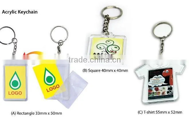 Fashion promotional items custom printed clear acrylic photo keyrings