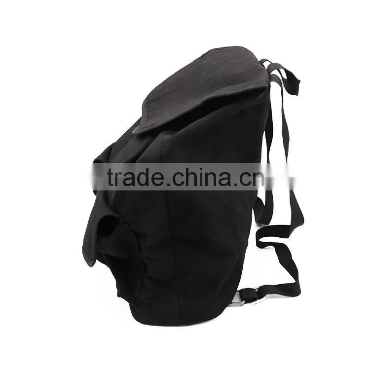 Fashion canvas polyester travel backpack bags with drawstring closure