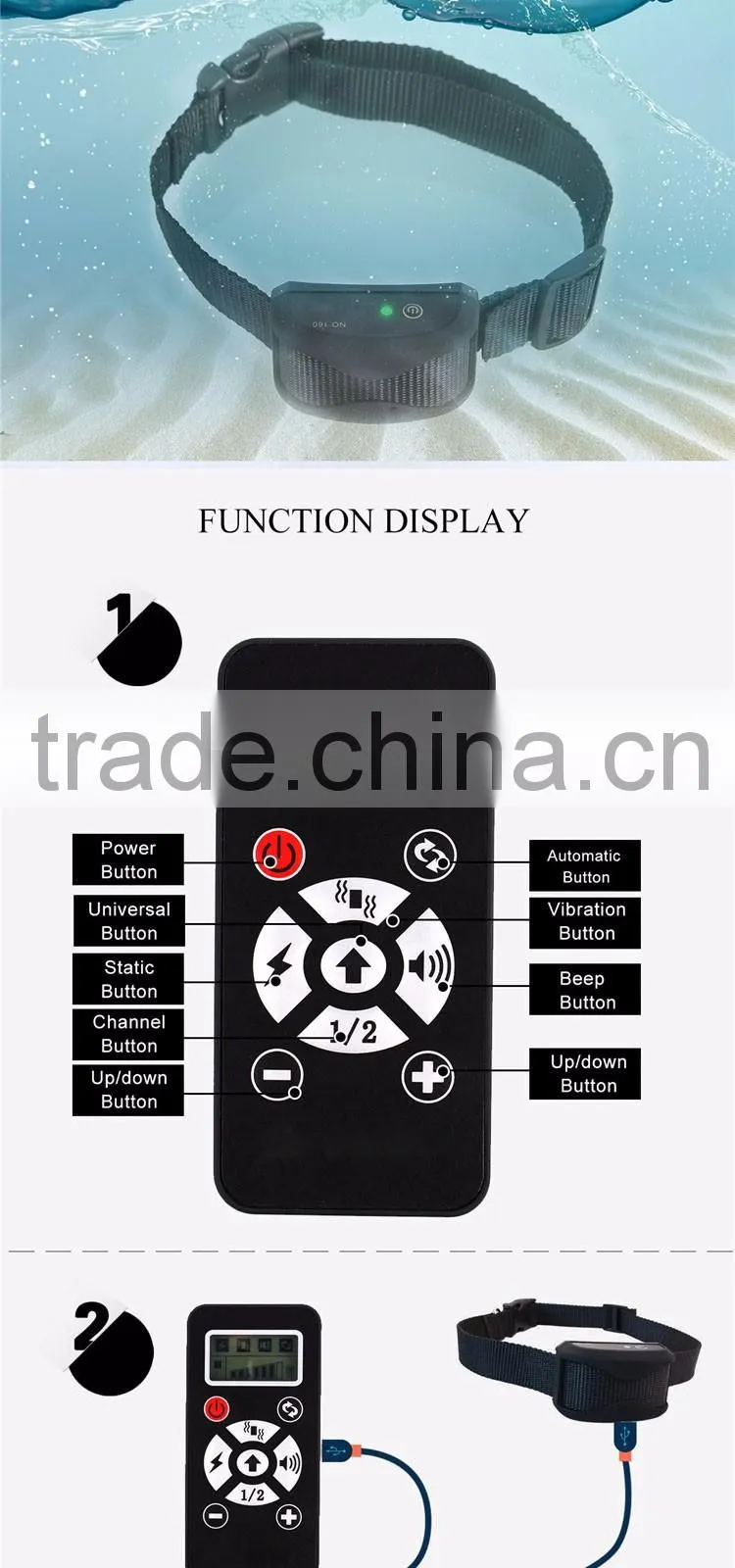 800M Long-Distance Rechargeable & IP7 waterproof automatick bark controller