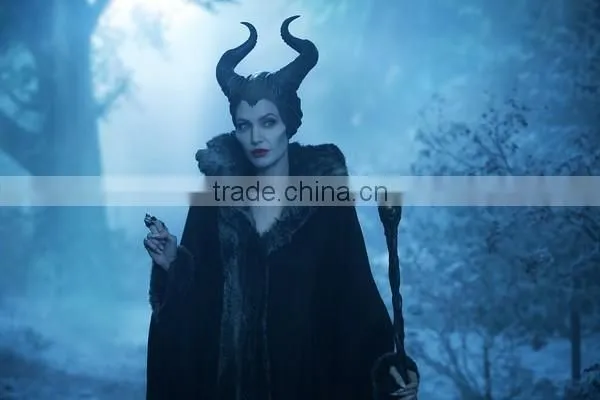 Halloween Party Cosplay dark witch rubber Costume dress Carnival costume Horn Headpiece Helmet Maleficent Hat