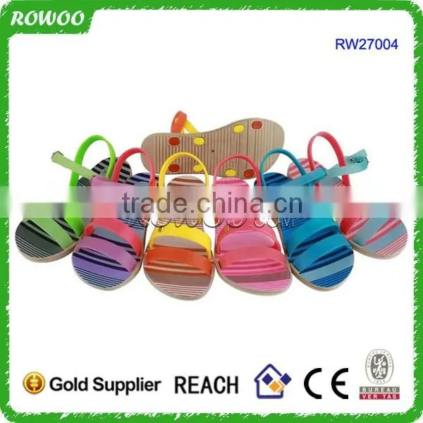 Girl Rainbow sandal shoe new design,flat ladies fancy sandal,EVA flat lady sandal