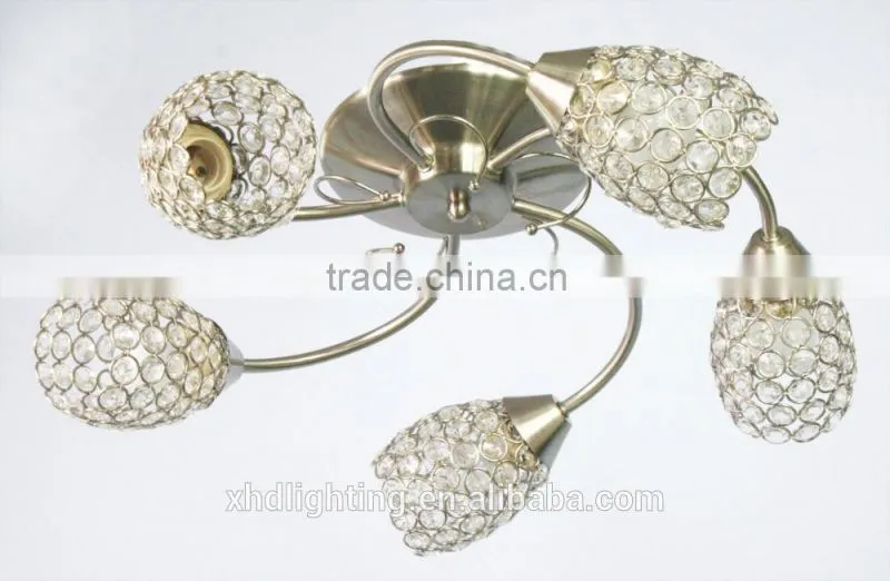 Zhongshan XHD chrome column glass modern ceiling lamp for indoor decoration