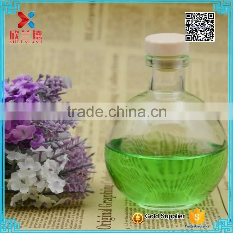 big capability spherical shape 280ml aroma diffuser glass bottle with cork