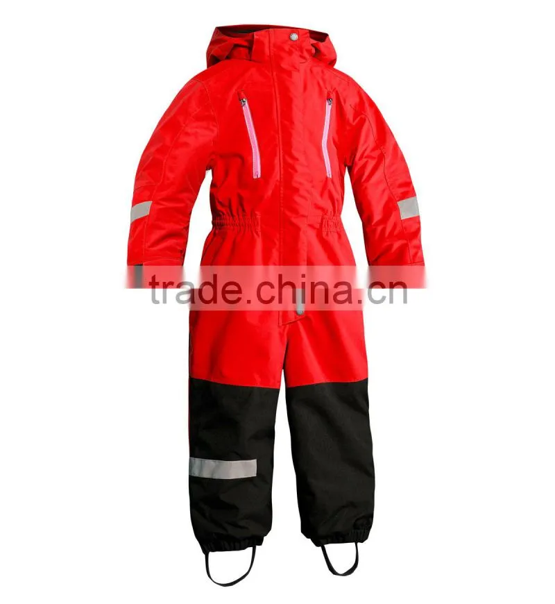 Waterproof kid ski suit one piece snow wear black