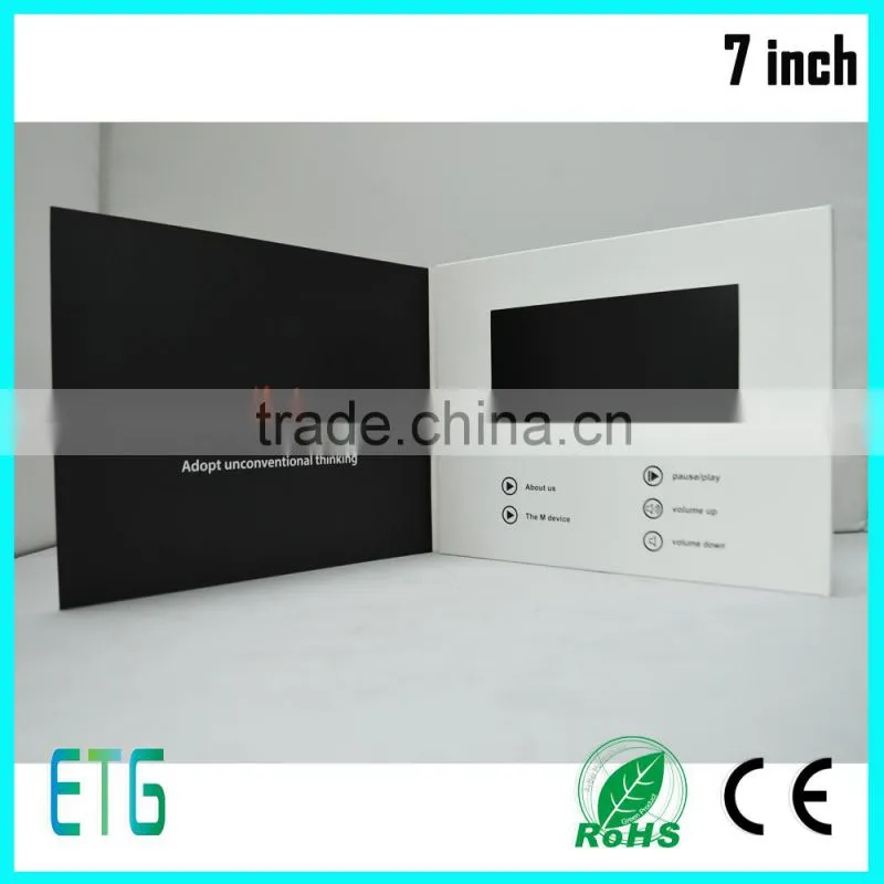 Digital Video Player Greeting Cards with LCD Screen for Gifts & Promotion, Customer Download Their Own Video