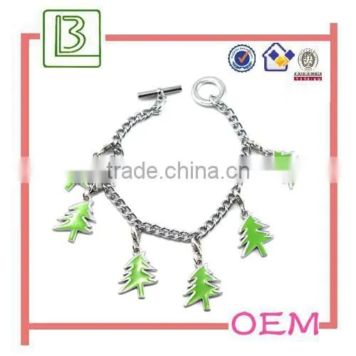 custom logo enamel promotional pendant charm link bracelet