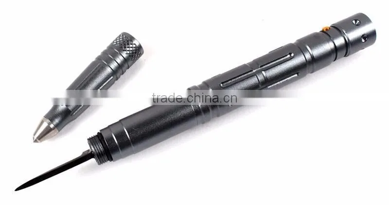 3*LR754 Battery Aviation Aluminum Writing Ballpoint Smooth Surface Tactical Pen Self Defense With Emergency Hammer