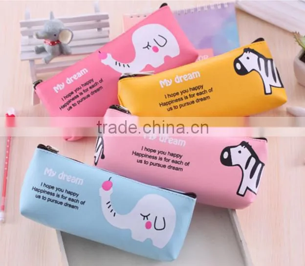Promotion two zippers fresh pencil case made in china