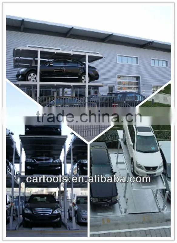 lift slide parking system with several levels and dozens of car space