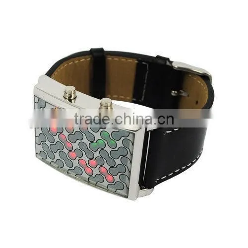 Black 28 LED movt 3 Color Light Digital Lady men led binary watch for gift