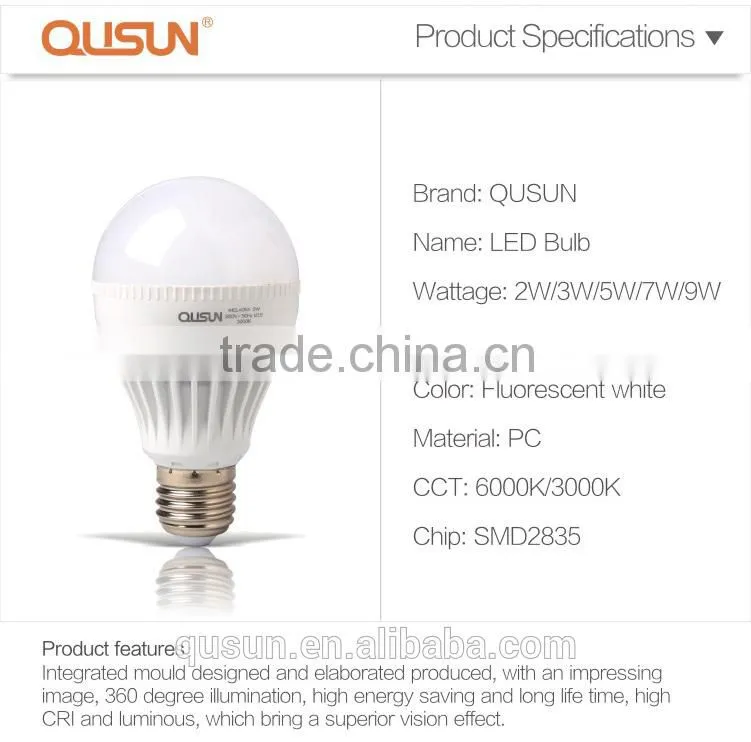 QUSUN Economic LED Bulb 5W lighting bulb led bulb b22 base
