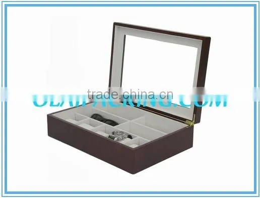 Black Leather Valet Eyeglasses Pens Watches Box