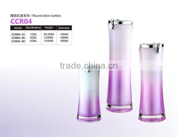 colorful round Aluminium Cosmetic Airless lotion Bottle