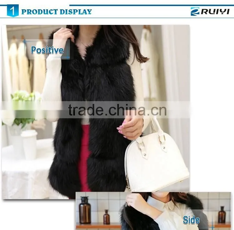 simple design luxury ladies clothes imitation fur winter vest