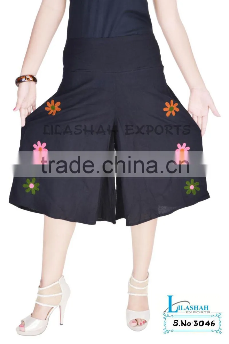 3046 Cotton women ladies' Short emd. ropa pantalon Trouser style jaipur india