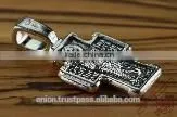 Silver Orthodox Cross Pendant St. Nicholas. Jerusalem Jewelry.