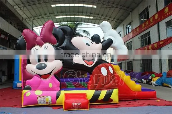 Commercial grade mickey minnie mouse inflatable jumping castle, inflatable bouncy castle slide