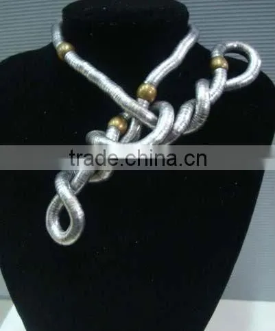 Antique red copper color flexible snake necklace