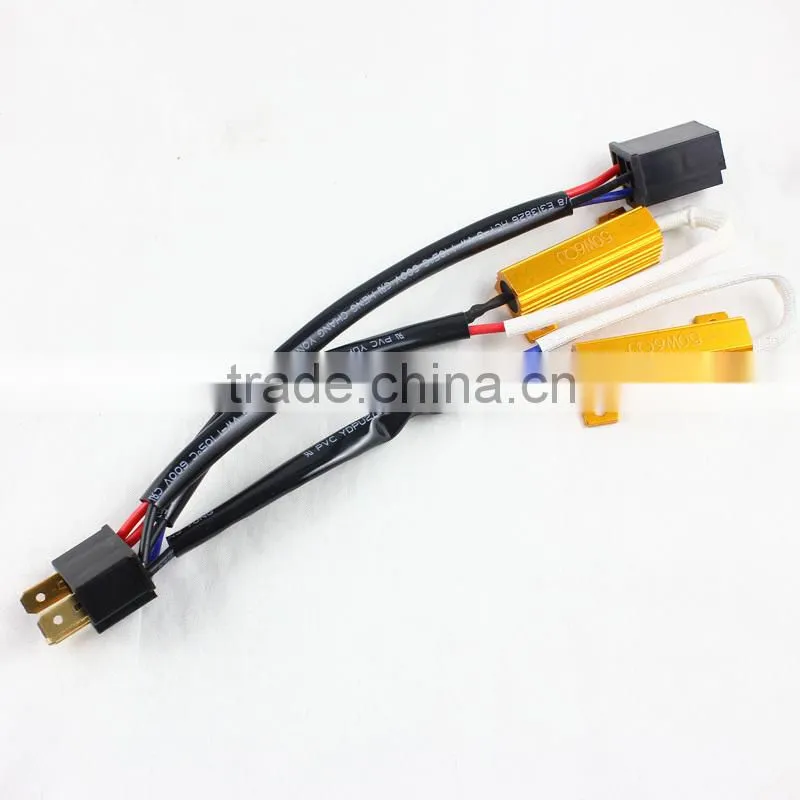 50W H4 LED canceller harness Double Resistor Load Resistor Error Free Wiring Canceller for LED Car LED DRL fog Turn Singal