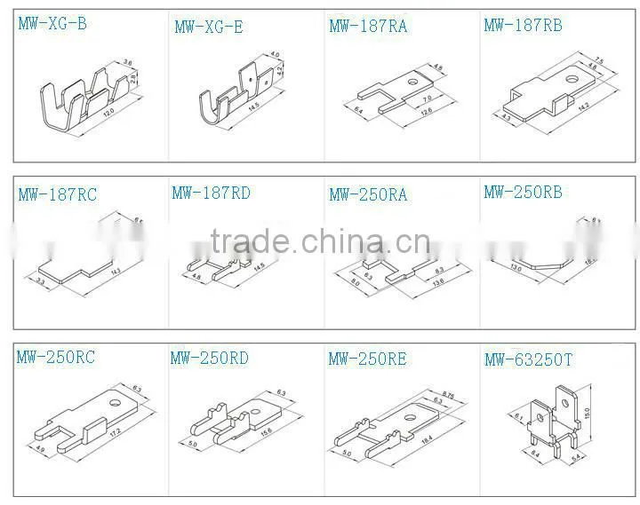 6.3mm PCB Spade Terminal Connectors