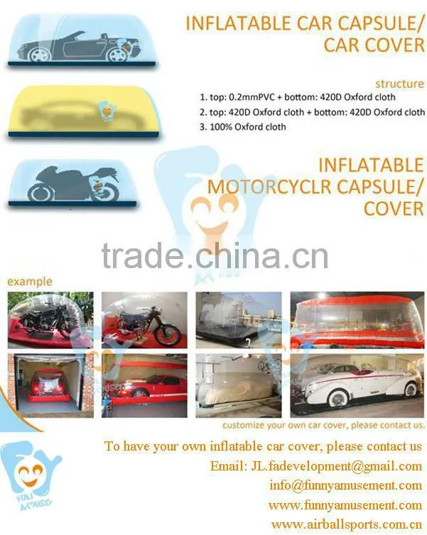 Hot sale inflatable car cover motorbike cover