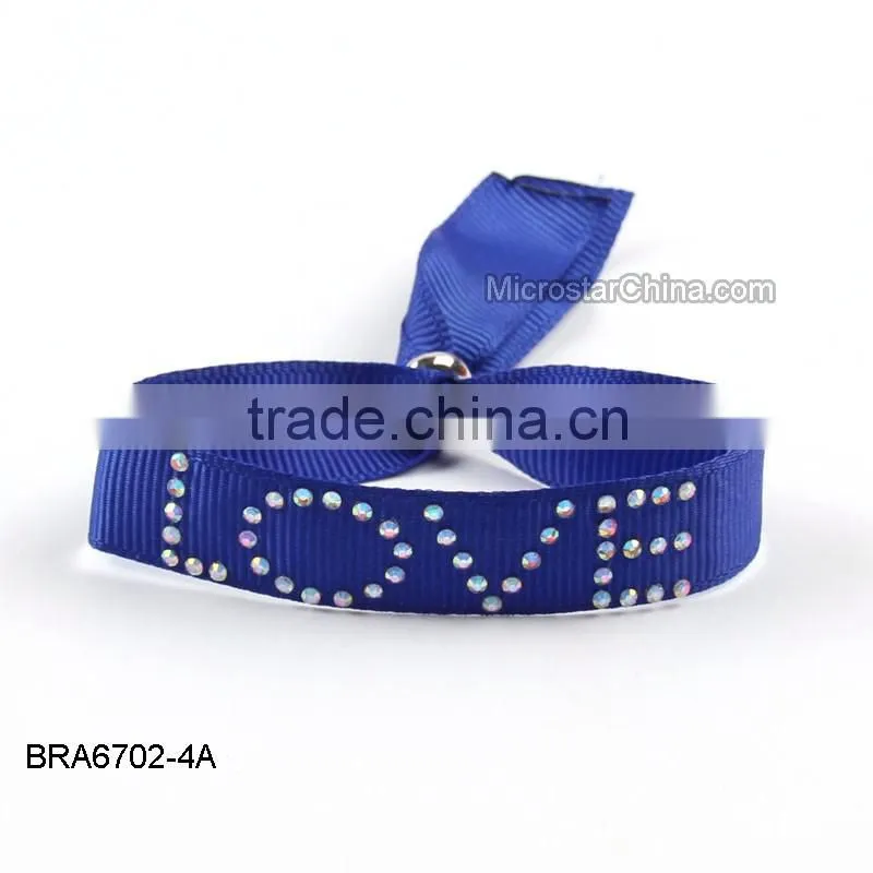 2016 New Design Resin Crystal Beads Adjustable Fashion Ribbon Bracelet Wholesale