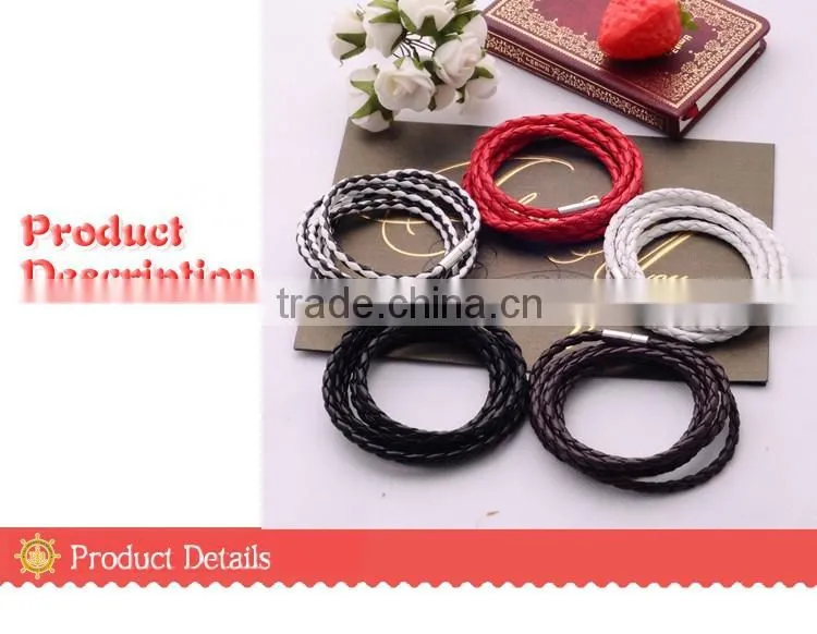 <<<2016 hot sale fashion women men colorful multilayer wave leather bracelets/